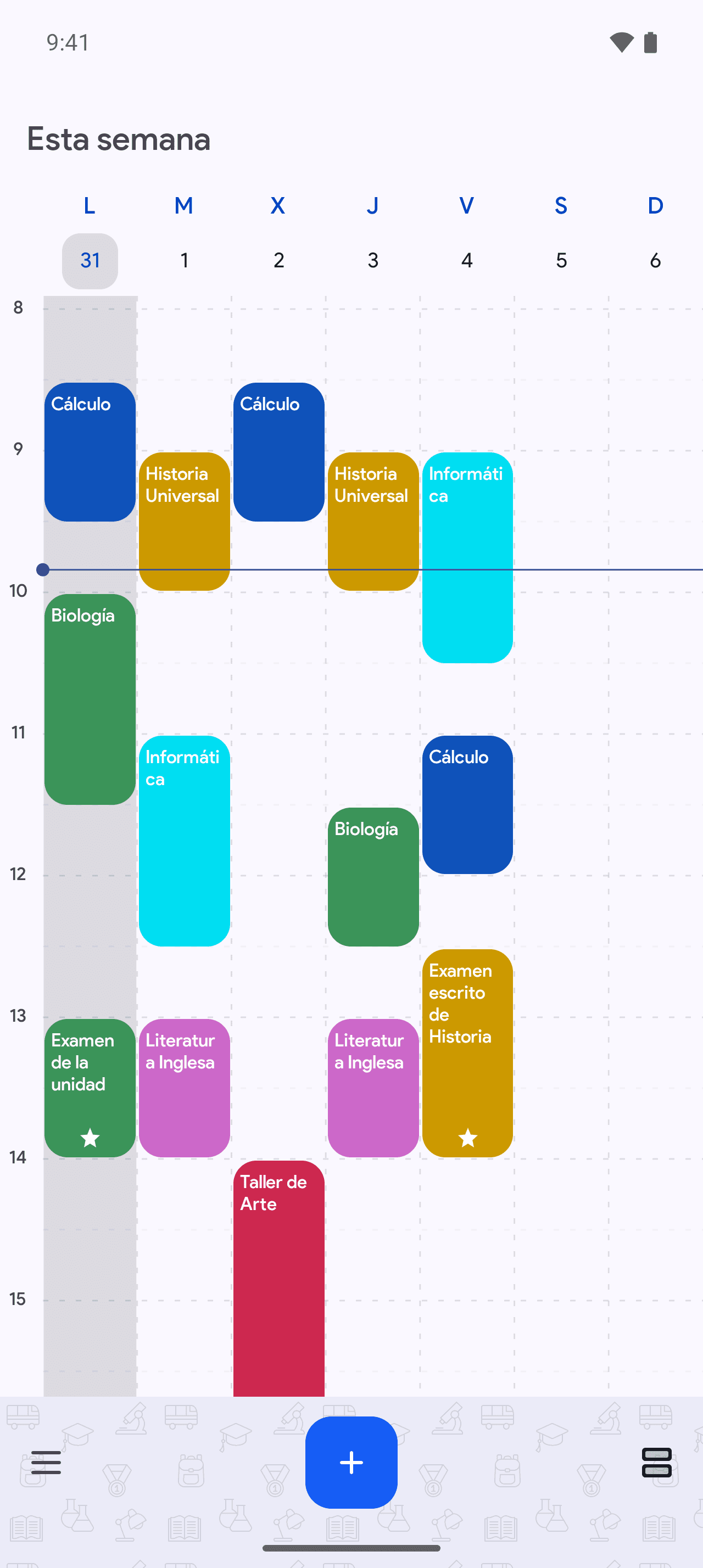 El horario de Agenda Escolar en Android