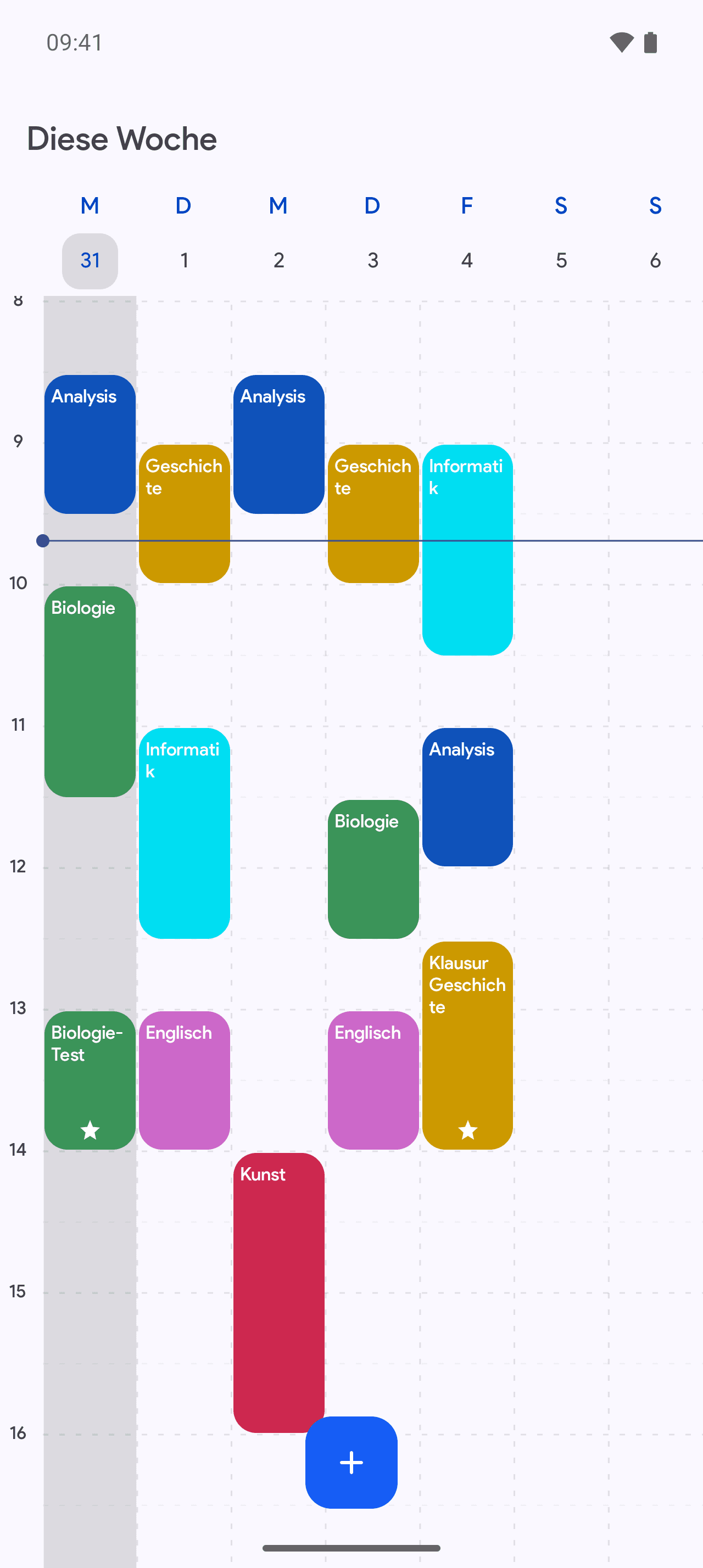 Der Stundenplan im Schulplaner auf Android