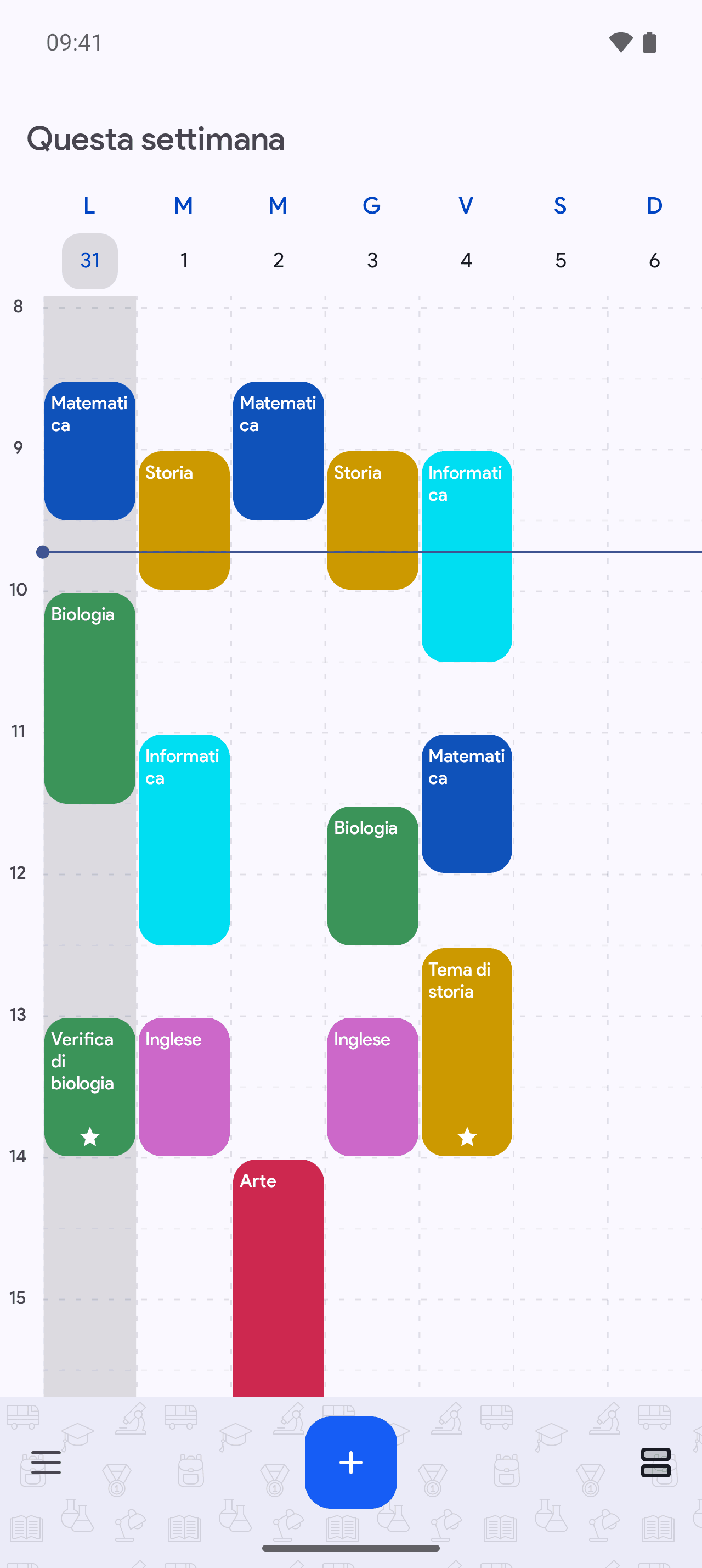 L'orario scolastico di School Planner su Android