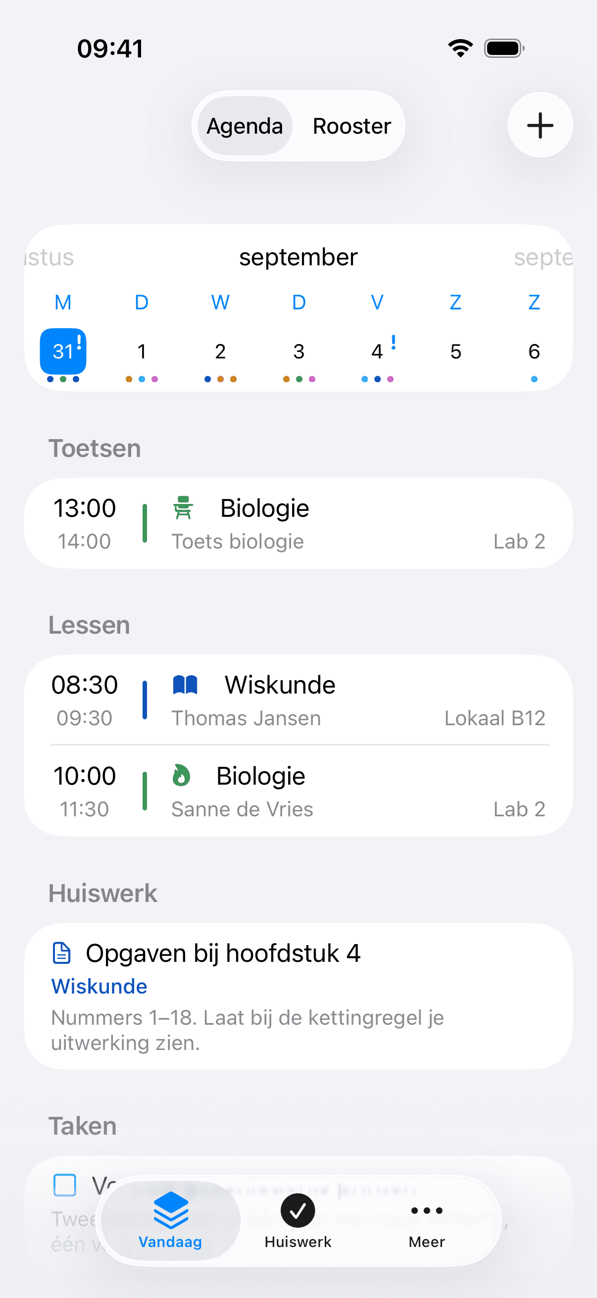 Het agendascherm
