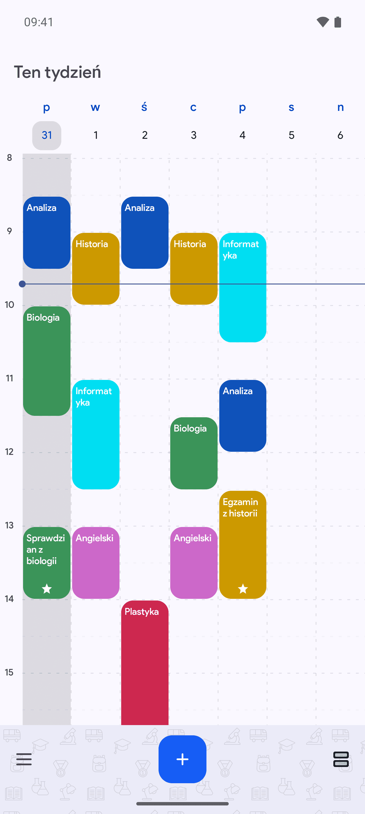 Plan lekcji w Planerze Szkolnym na Androidzie