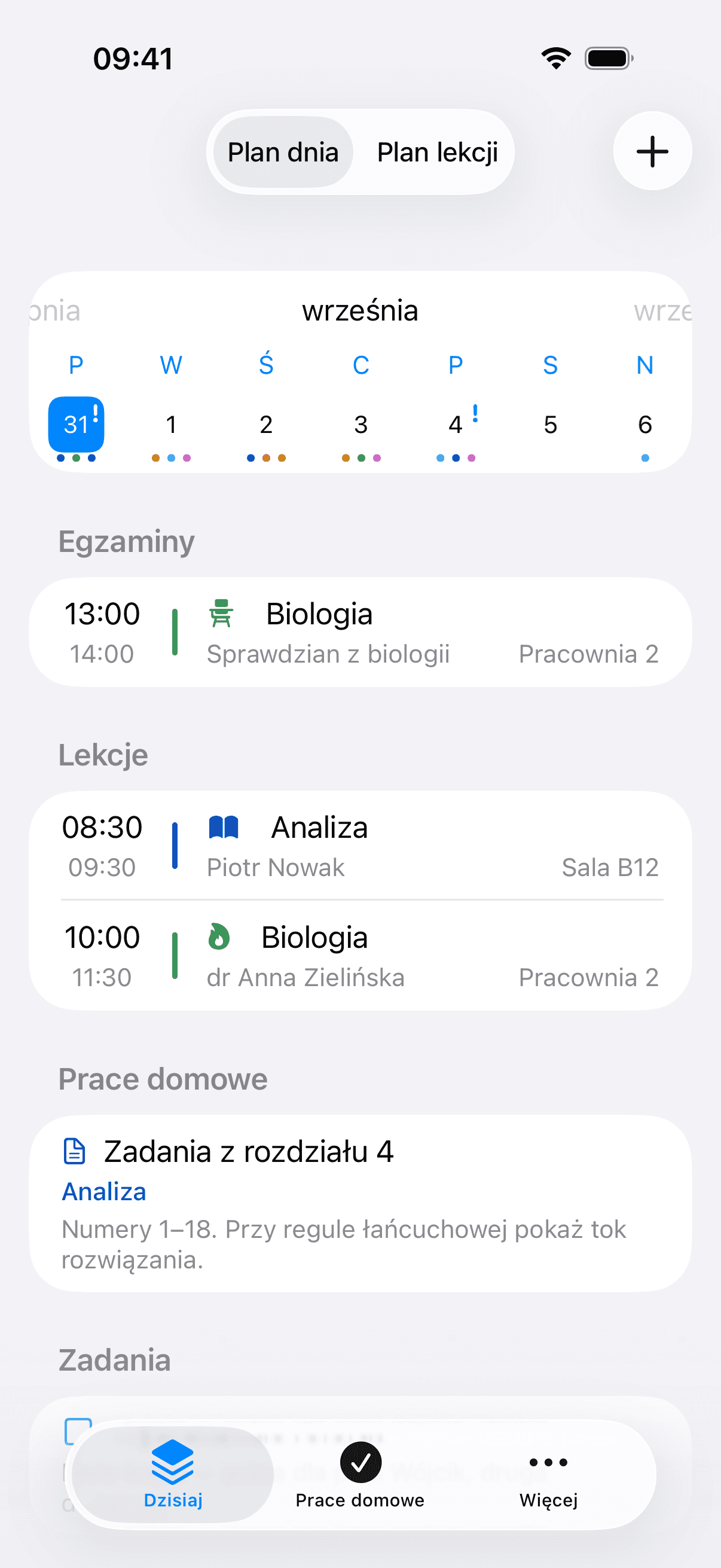 Ekran planu dnia